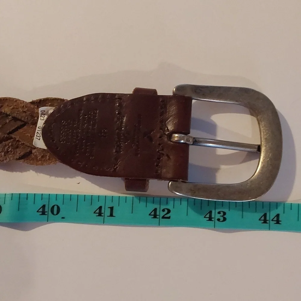 American Eagle Brown leather WOVEN braided Belt Silver Buckle Soft Sz.M/L